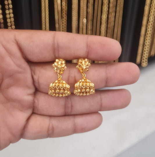 24k Gold Plated Pure Silver Jhumka