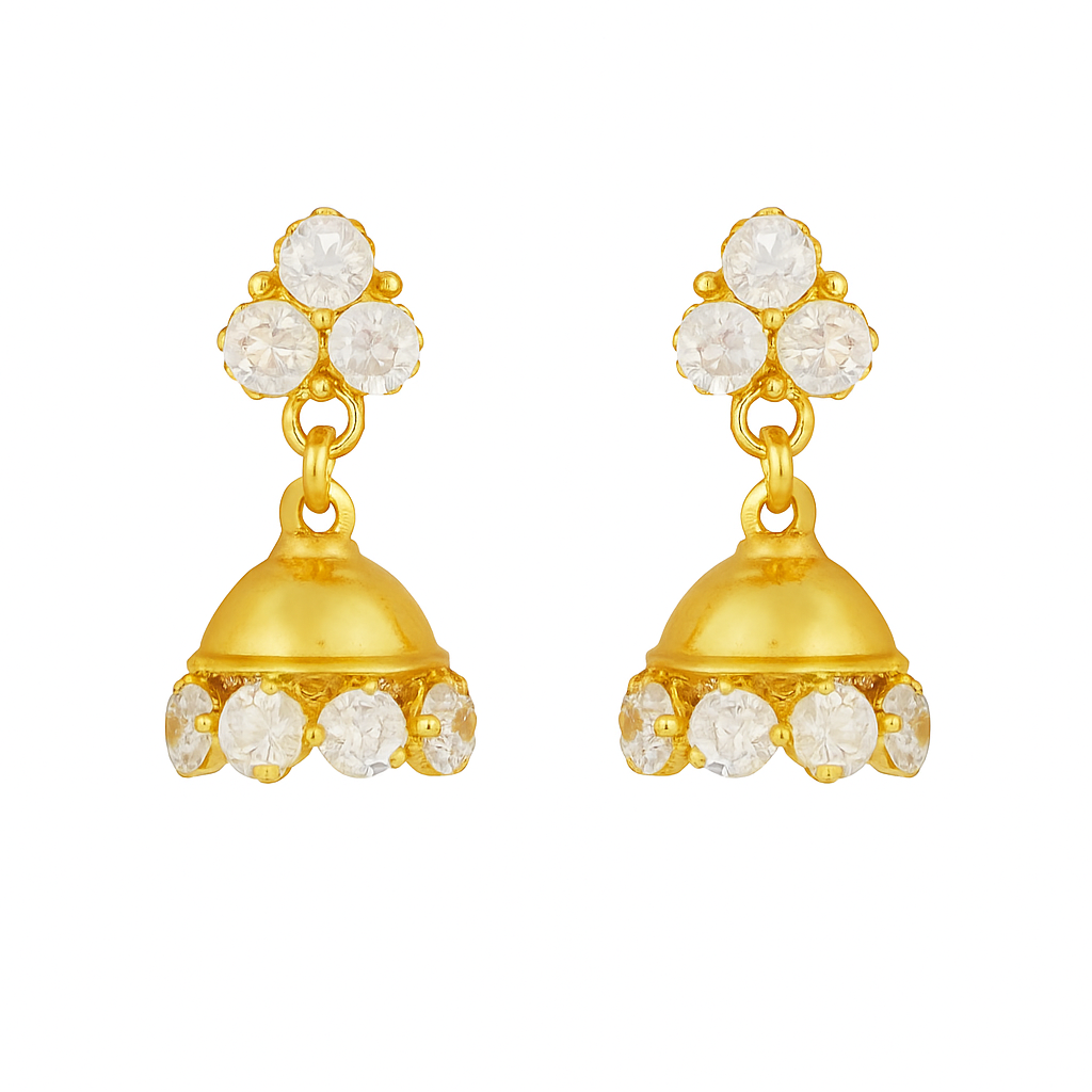 24K Gold Plated Pure Silver Jhumka – Lightweight & Allergy-Free