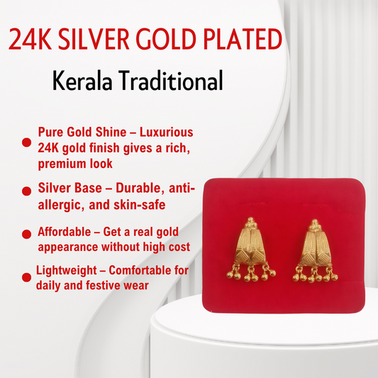 24K Gold Plated Silver Earrings – Handcrafted & Skin-Friendly
