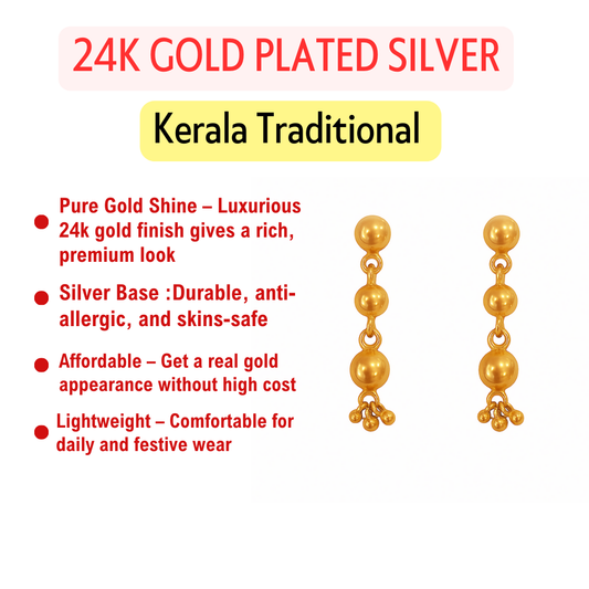 24K Gold Plated Silver Earrings – Allergy-Free & Lightweight